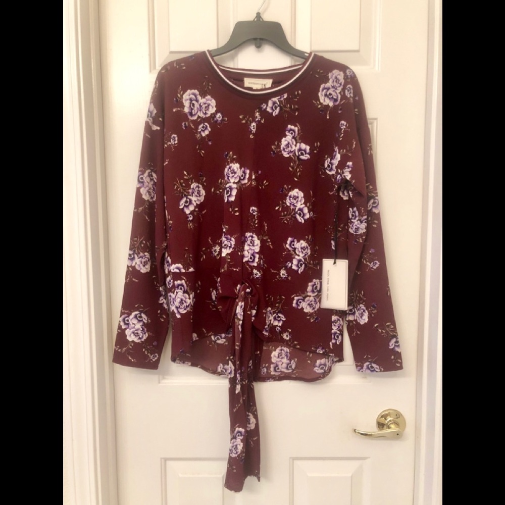 Burgundy Floral Long Sleeve Top